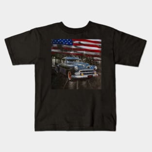 American Classic on a City Street with American Flag Kids T-Shirt